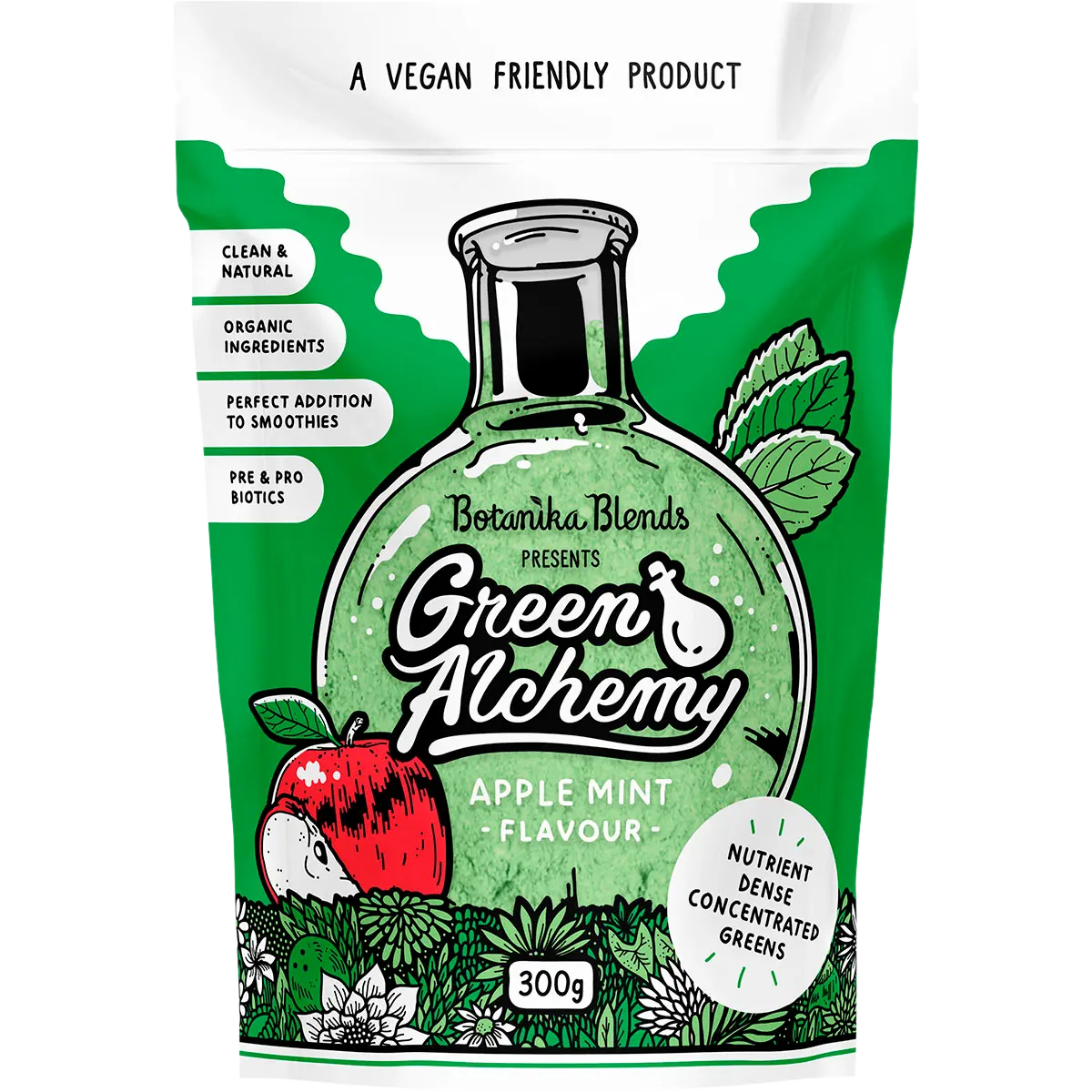 Botanika Blends Green Alchemy Nutrient Dense Greens Apple Mint — front pack image (UHP)
