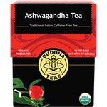 Buddha Teas Organic Herbal Tea Bags Ashwagandha Tea 18 Sachets — front pack image (UHP)