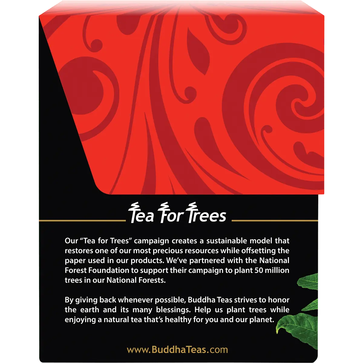 Buddha Teas Organic Herbal Tea Bags Ashwagandha Tea 18 Sachets — side pack image (UHP)