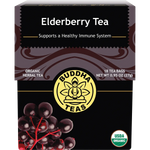 Buddha Teas Organic Herbal Elderberry Tea 18 Sachets — front pack image (UHP)
