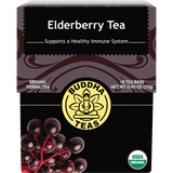 Buddha Teas Organic Herbal Elderberry Tea 18 Sachets — front pack image (UHP)