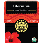 Buddha Teas Organic Herbal Hibiscus Tea 18 Sachets — front pack image (UHP)