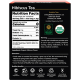 Buddha Teas Organic Herbal Hibiscus Tea 18 Sachets — back pack image (UHP)
