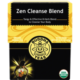 Buddha Teas Organic Herbal Tea Zen Cleanse Blend 18 Sachets — front pack image (UHP)