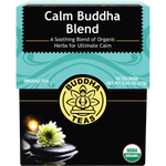 Buddha Teas Organic Herbal Tea Bags Calm Buddha Blend 18 Sachets — front pack image (UHP)