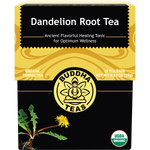 Buddha Teas Organic Herbal Dandelion Root Tea 18 Sachets — front pack image (UHP)