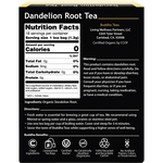 Buddha Teas Organic Herbal Dandelion Root Tea 18 Sachets — back pack image (UHP)
