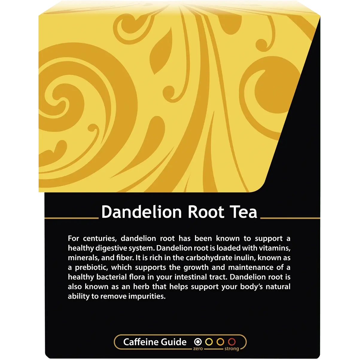 Buddha Teas Organic Herbal Dandelion Root Tea 18 Sachets — side pack image (UHP)