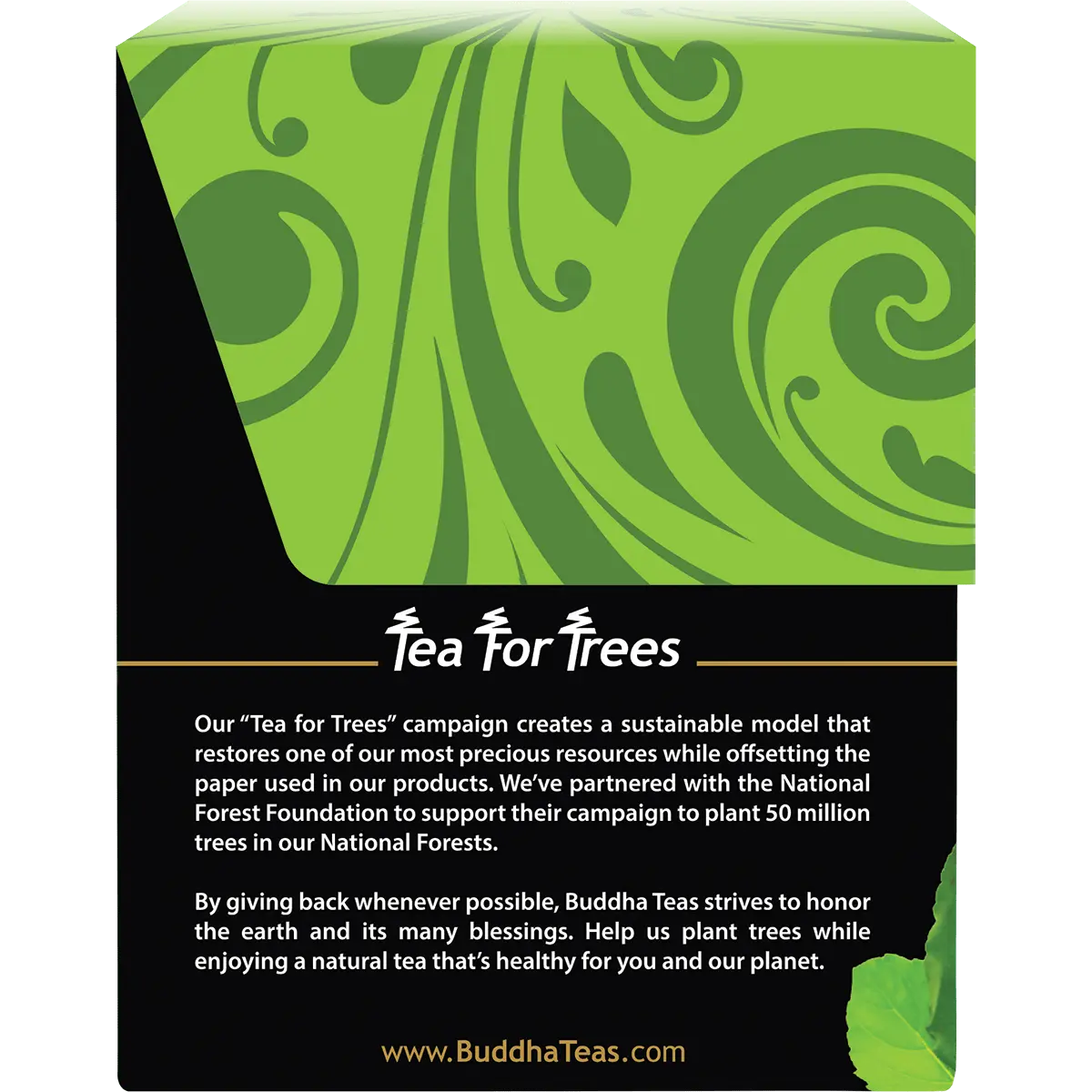 Buddha Teas Organic Herbal Holy Basil Tea (Tulsi) 18 Sachets — side pack image (UHP)