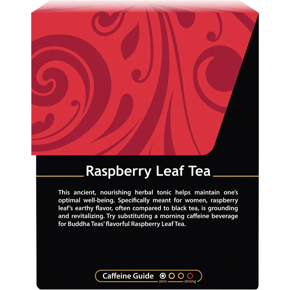 Buddha Teas Organic Herbal Raspberry Leaf Tea 18 Sachets — side pack image (UHP)