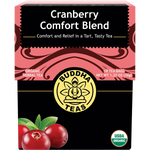 Buddha Teas Organic Herbal Tea Bags Cranberry Comfort Blend 18pk — front pack image (UHP)