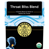 Buddha Teas Organic Herbal Tea Bags Throat Bliss Blend 18pk — front pack image (UHP)