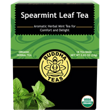 Buddha Teas Organic Herbal Tea Bags Spearmint Leaf Tea 18pk — front pack image (UHP)