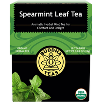 Buddha Teas Organic Herbal Tea Bags Spearmint Leaf Tea 18pk — front pack image (UHP)
