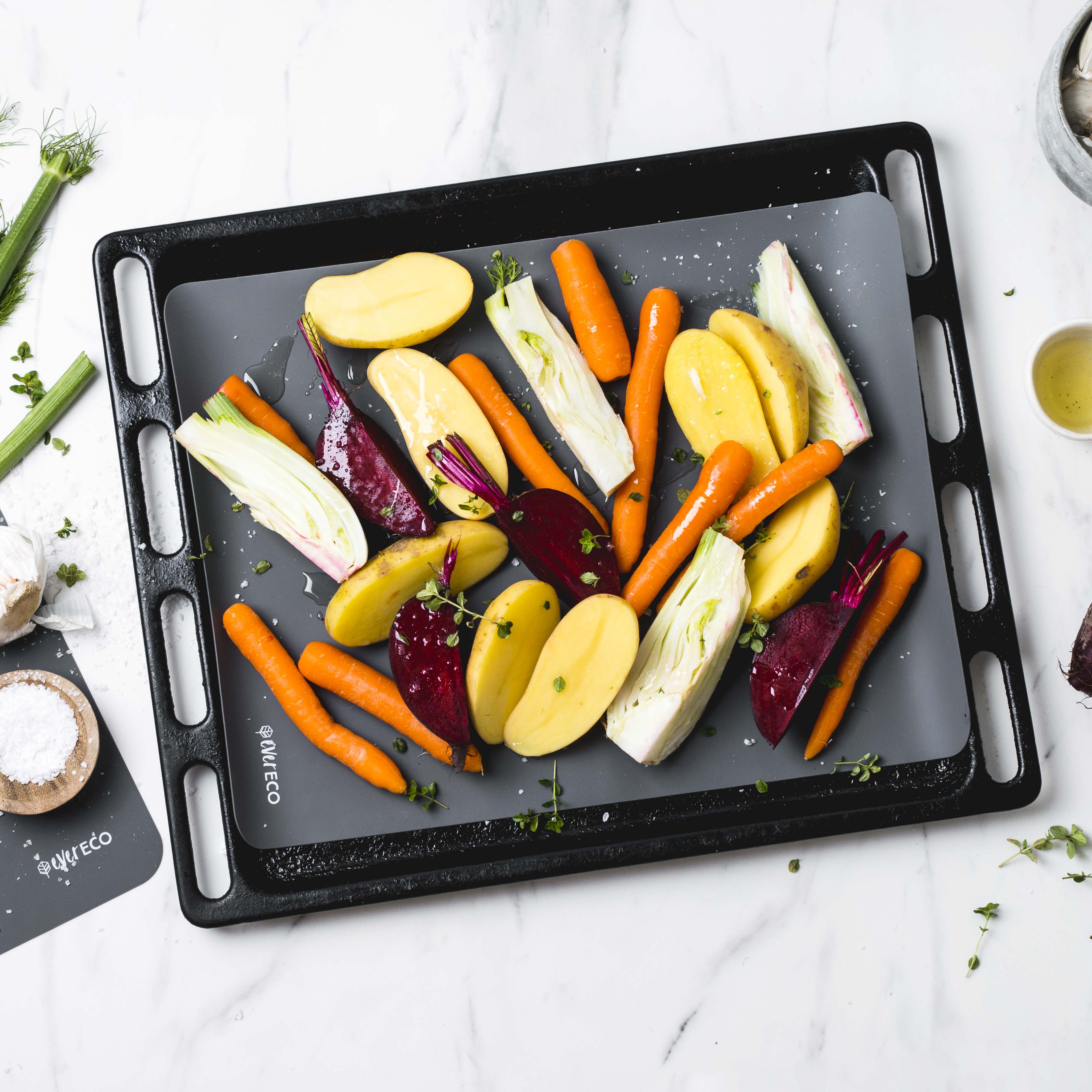 Ever Eco Silicone Baking Mat with baked goods lifestyle image