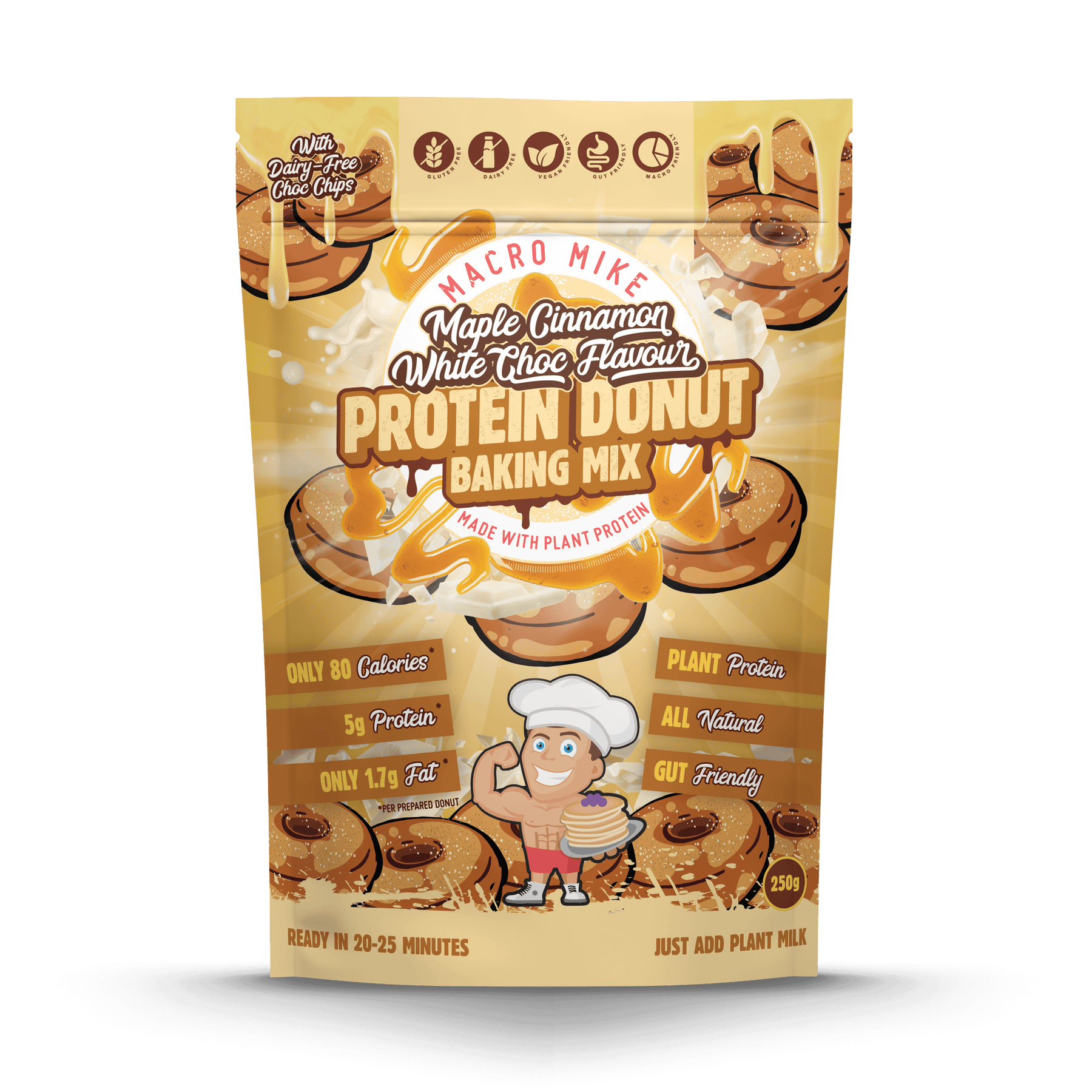 Macro Mike Protein Donut Baking Mix Maple Cinnamon White Choc Chip 250g