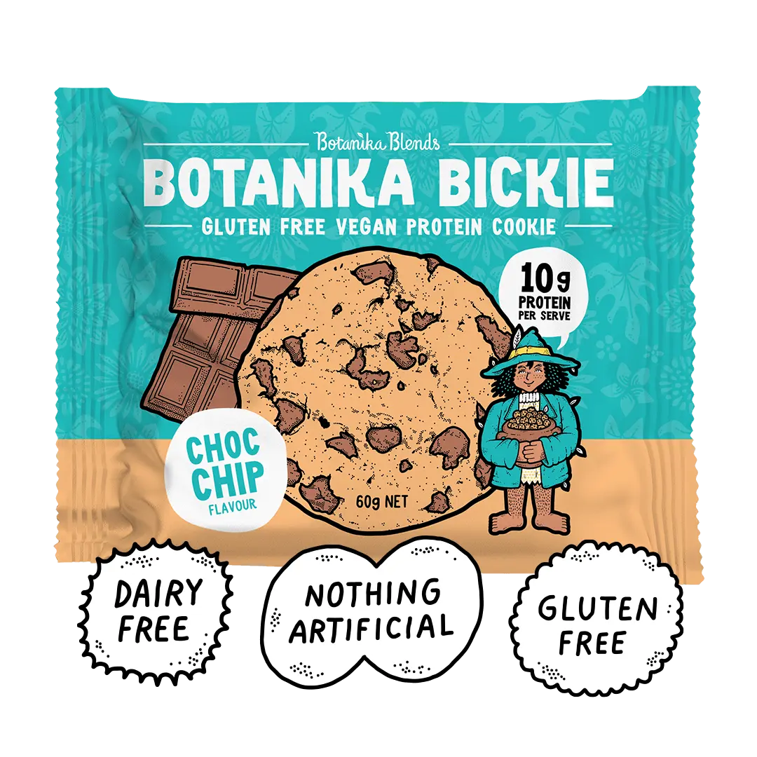 Botanika Blends Choc Chip Bickie wrapper and cookie