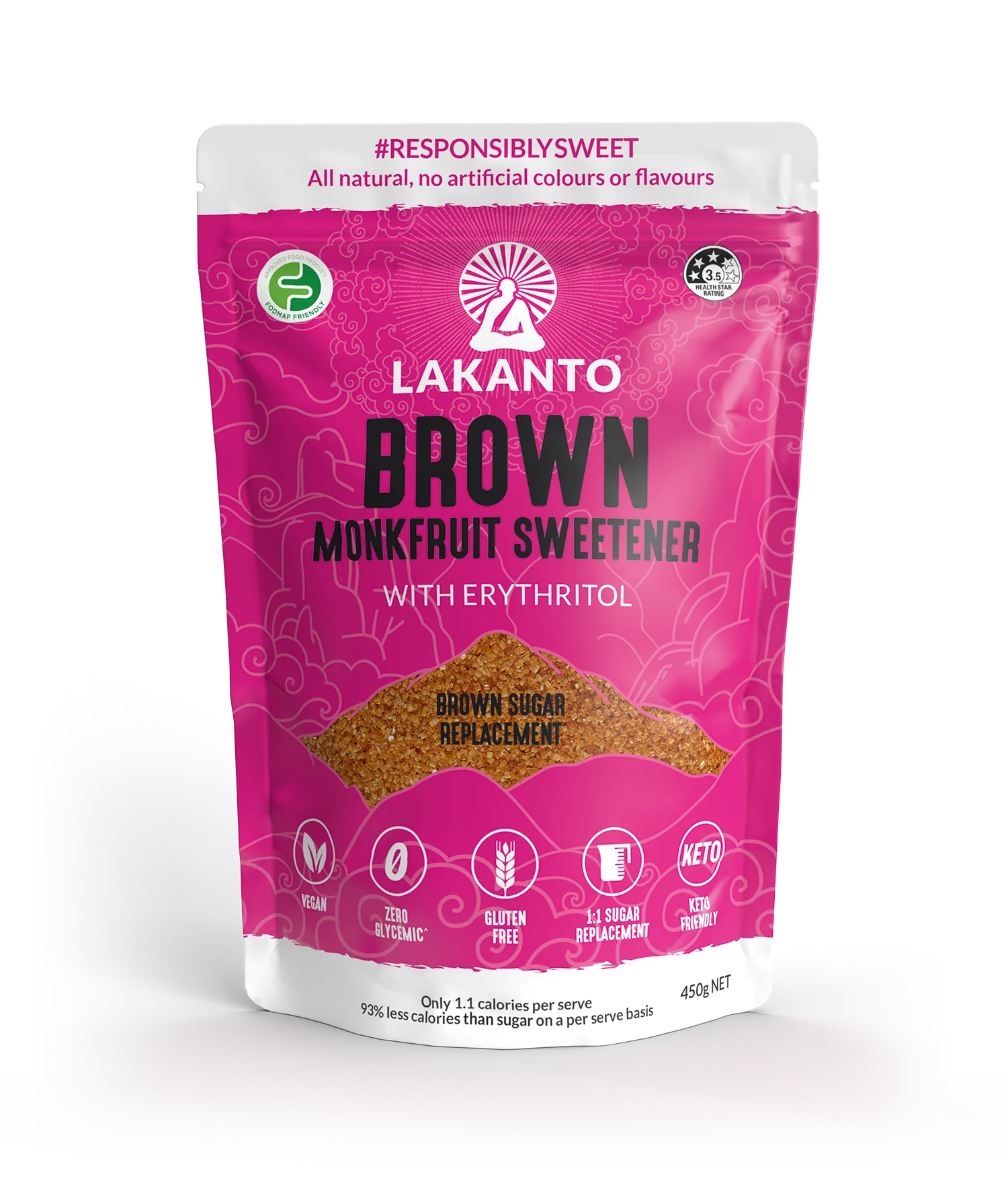 Lakanto Brown Monkfruit Sweetener 1:1 Brown Sugar Substitute