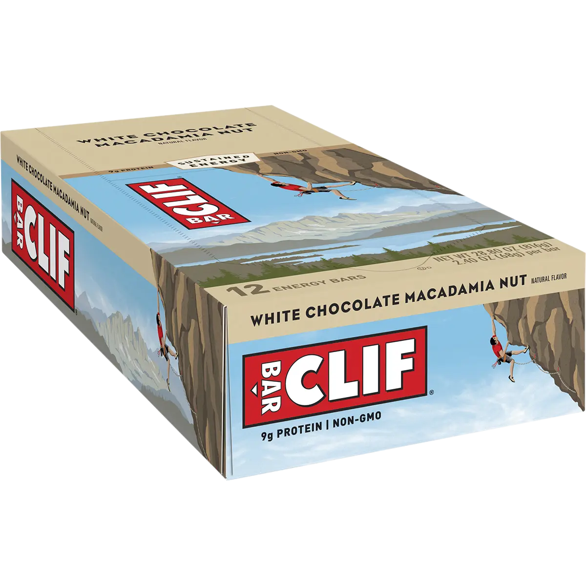 CLIF Energy Bar White Chocolate Macadamia 12x68g — pack and display view