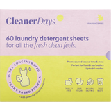 Cleaner Days Laundry Detergent Sheets Fragrance Free 60pcs — front pack image (UHP)