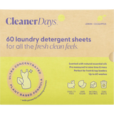 Cleaner Days Laundry Detergent Sheets Lemon + Eucalyptus 60pcs — front pack image (UHP)