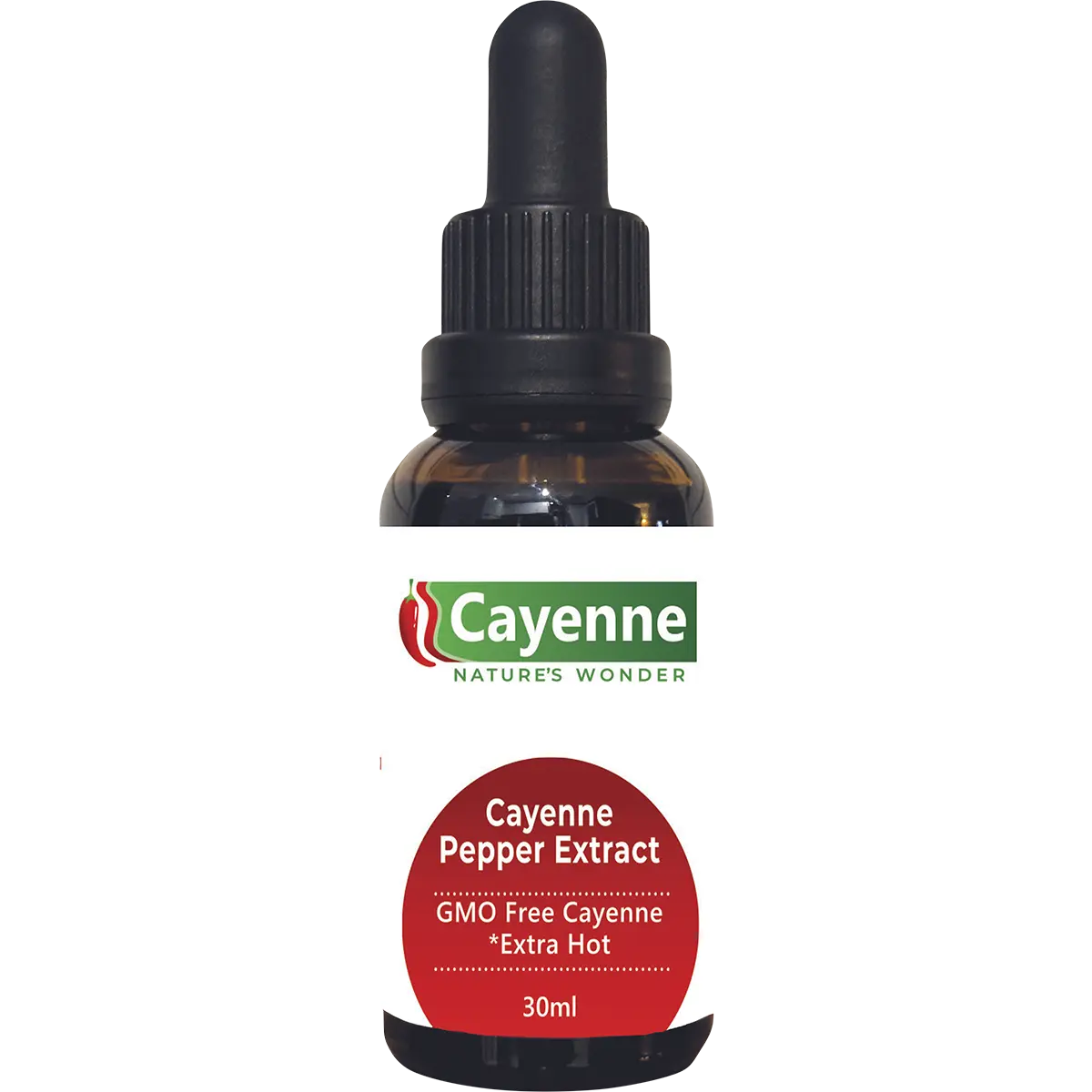 Cayenne Nature's Wonder Cayenne Pepper Extract with dropper 30ml — front pack image (UHP)