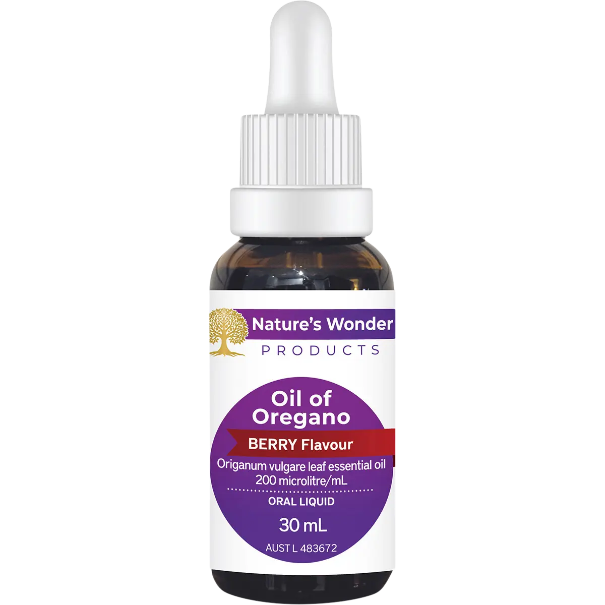 Cayenne Nature's Oil of Oregano Berry Flavour 30ml — front pack image (UHP)