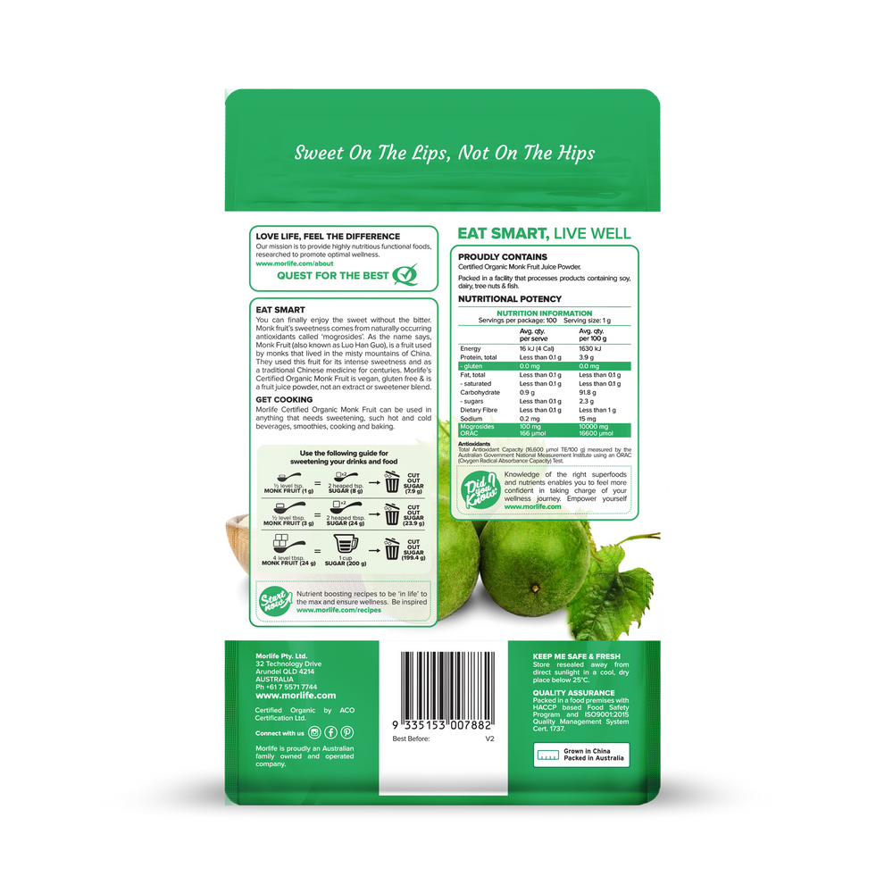 Morlife Organic Nature's Sweetener Monk Fruit 100g