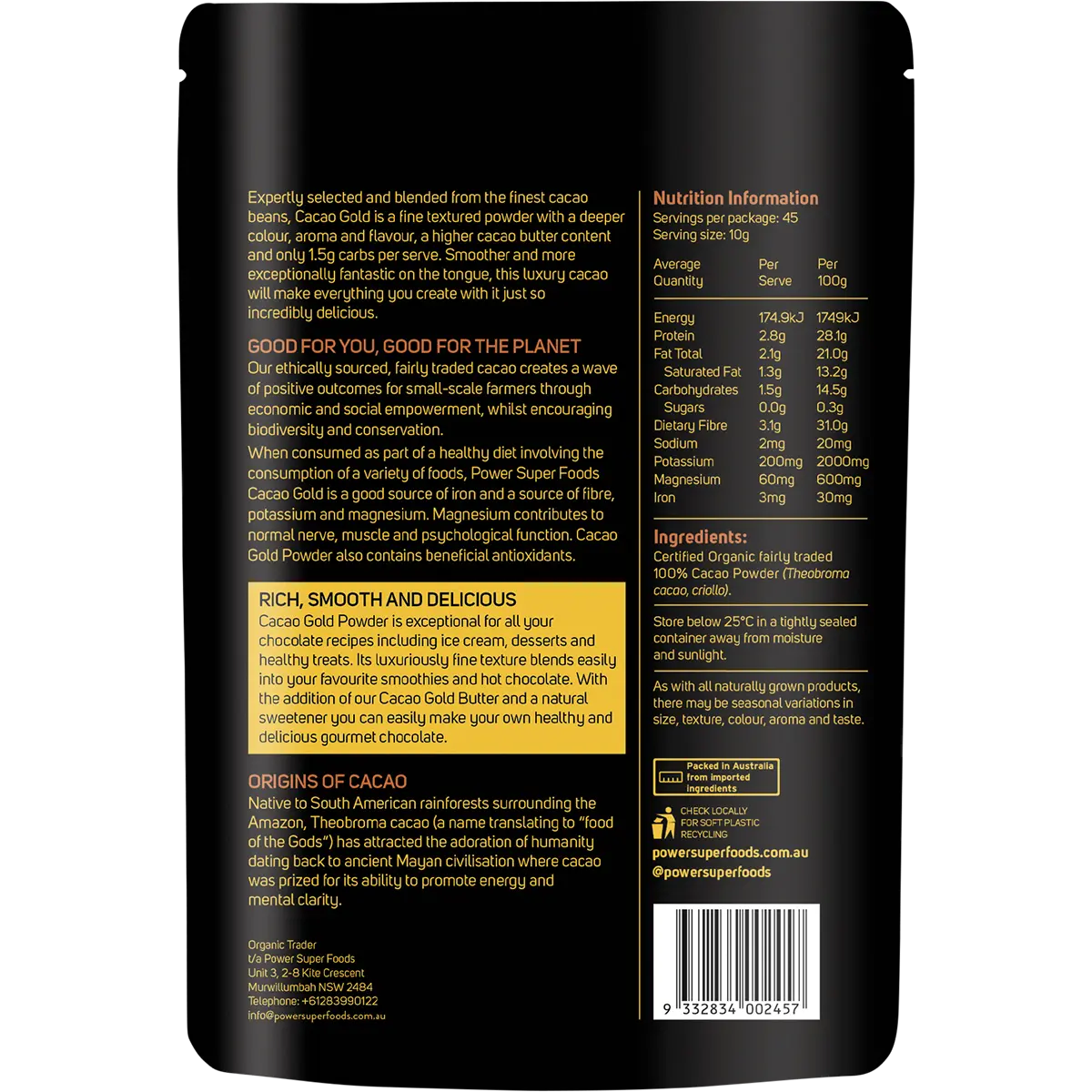 Power Super Foods Organic Gold Cacao Powder