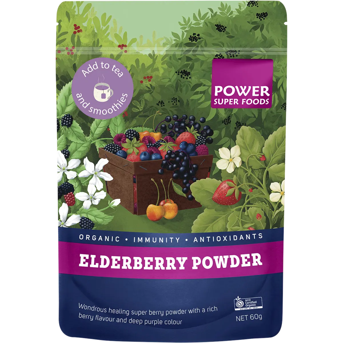 Power Super Foods Elderberry Powder Certified Organic