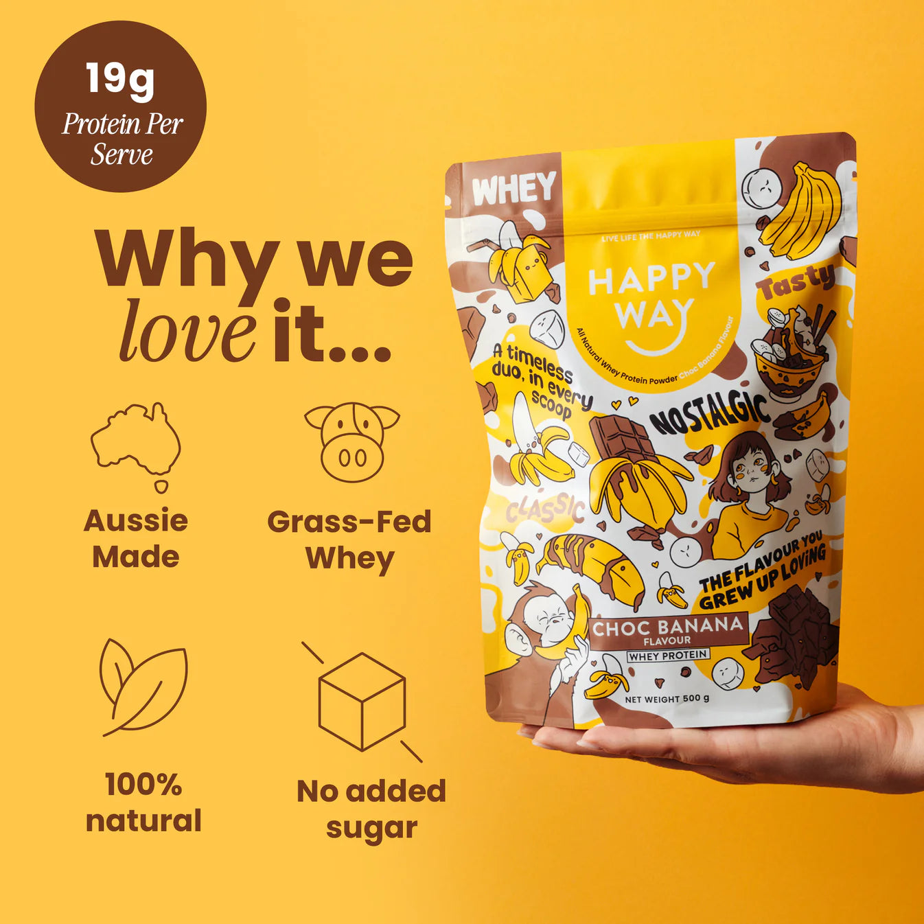 Happy Way Whey Powder Choc Banana 500g Happy Way