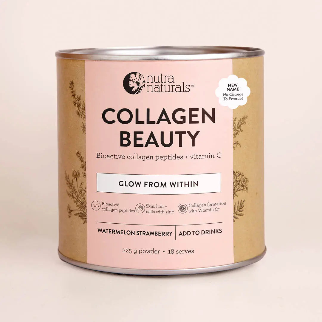Nutra Naturals Collagen Beauty Watermelon Strawberry 225g — official Nutra Naturals product photograph