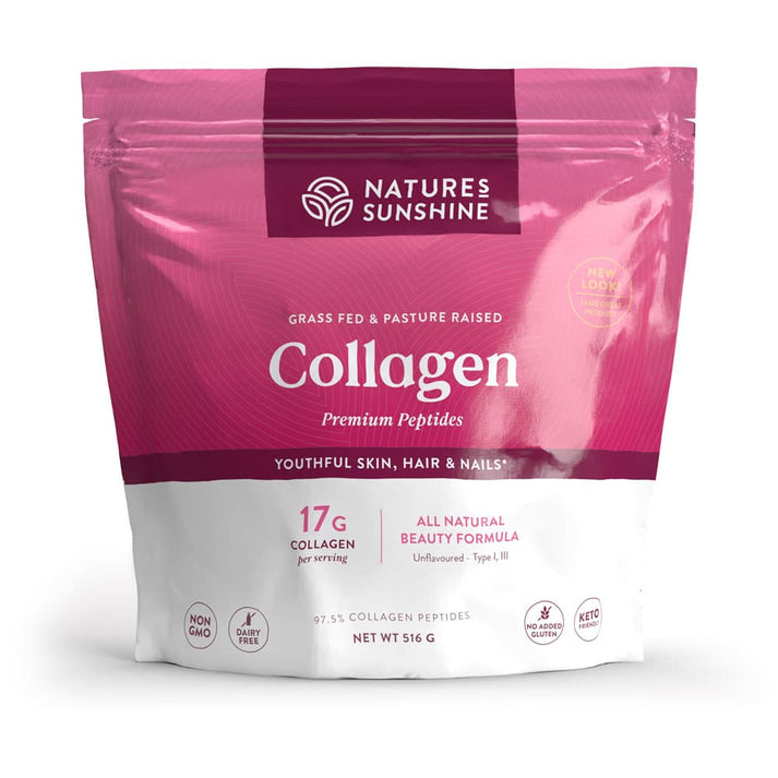 Nature's Sunshine Grass Fed & Pasture Raised Collagen Premium Peptides Unflavoured 516g