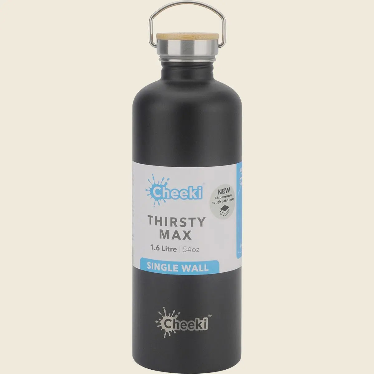 Cheeki Stainless Steel Bottle Matte Black Thirsty Max 1.6L, verified original supplier image