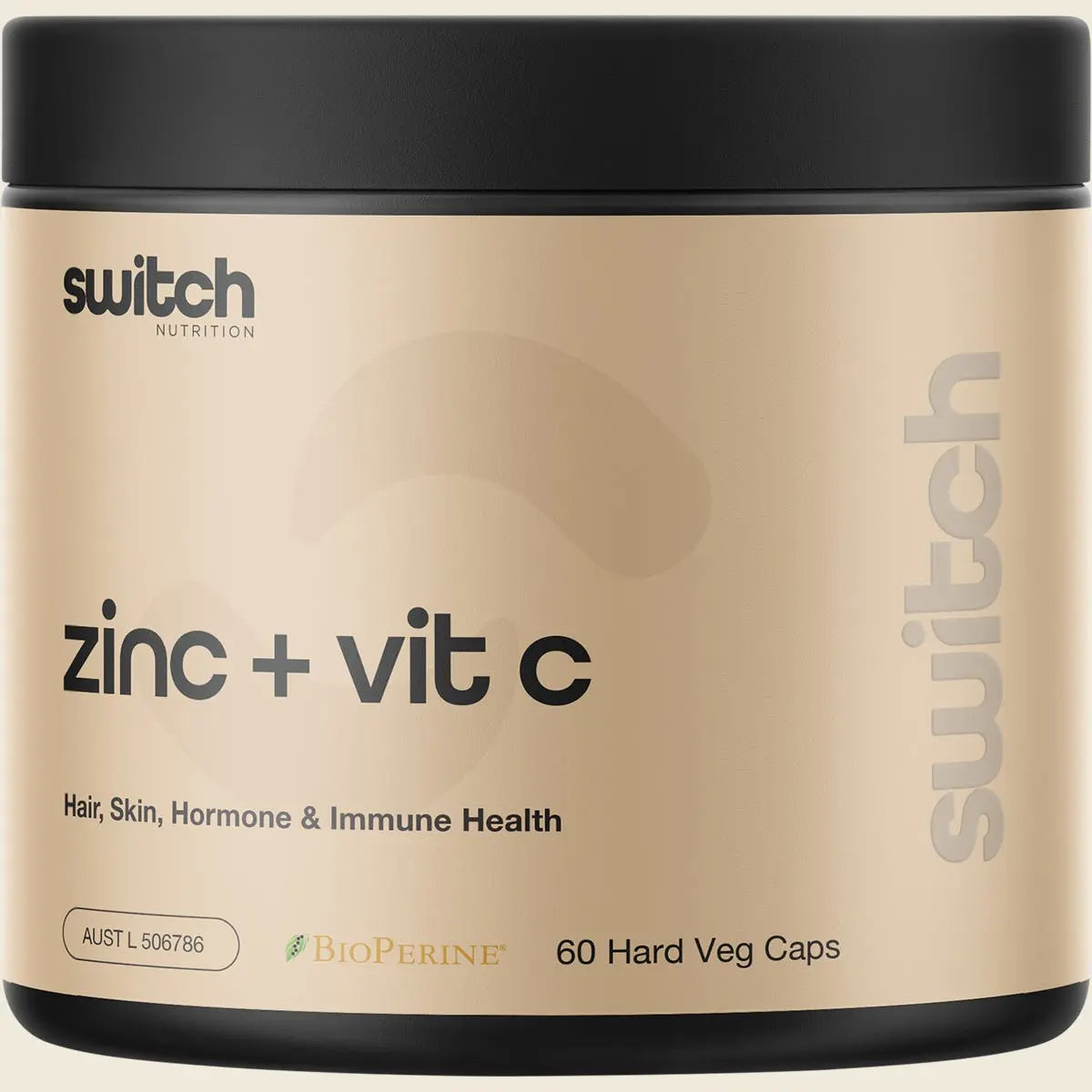 Switch Nutrition Zinc + Vitamin C 60 Capsules official UHP manufacturer retail pack photograph