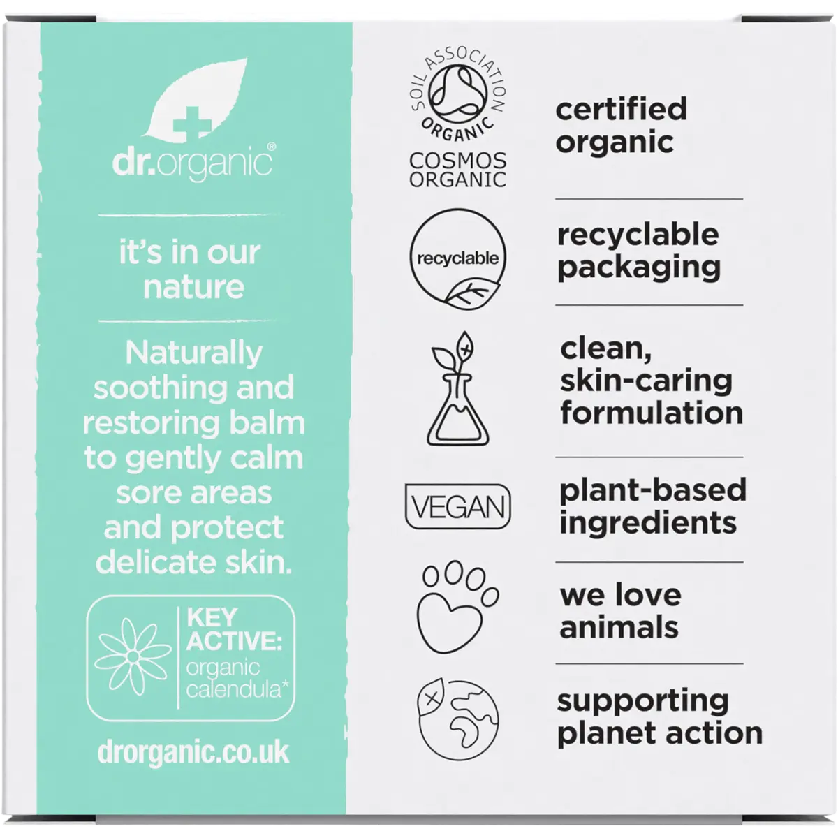 Dr. Organic Baby Bum Balm Nappy Change with Calendula 35g — back pack image (UHP)