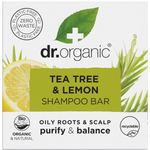 Dr. Organic Shampoo Bar Tea Tree & Lemon Oily Roots & Scalp 75g — front pack image (UHP)