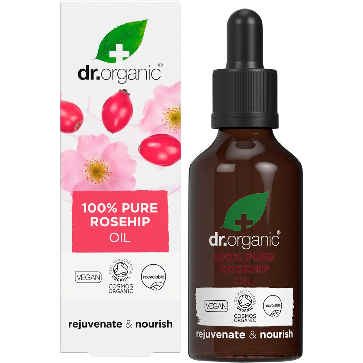 Dr. Organic Rosehip Oil 100% Pure 50ml — front pack image (UHP)