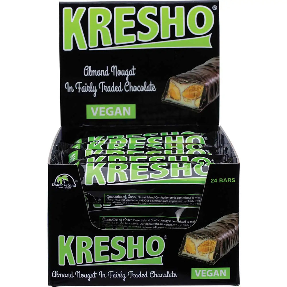 DESERT ISLAND CONFECTIONERY Kresho Bar Chocolate Covered Almond Nougat 24x45g