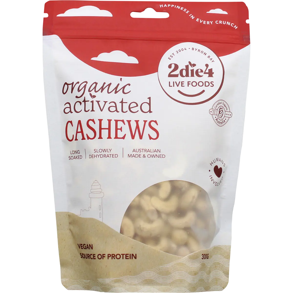 2DIE4 LIVE FOODS Organic Activated Cashews 300g — front pack image (UHP)