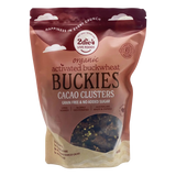 2die4 Live Foods Organic Activated Buckies Cacao Clusters 400g — front pack image (UHP)