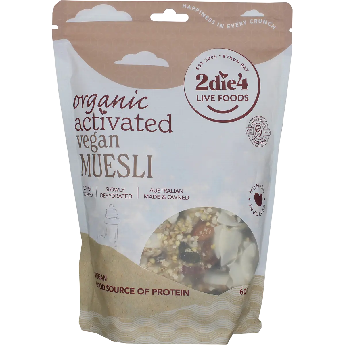 2DIE4 LIVE FOODS Activated Organic Muesli 600g — front pack image (UHP)