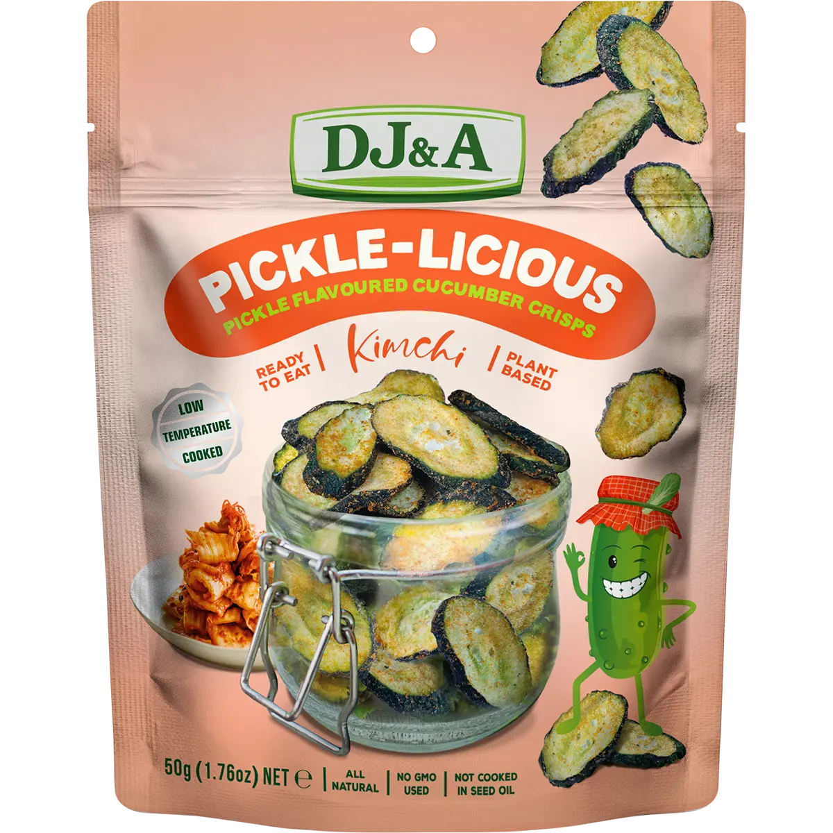 DJ&A Pickle-Licious Pickle Flavoured Cucumber Kimchi 9x50g lifestyle image