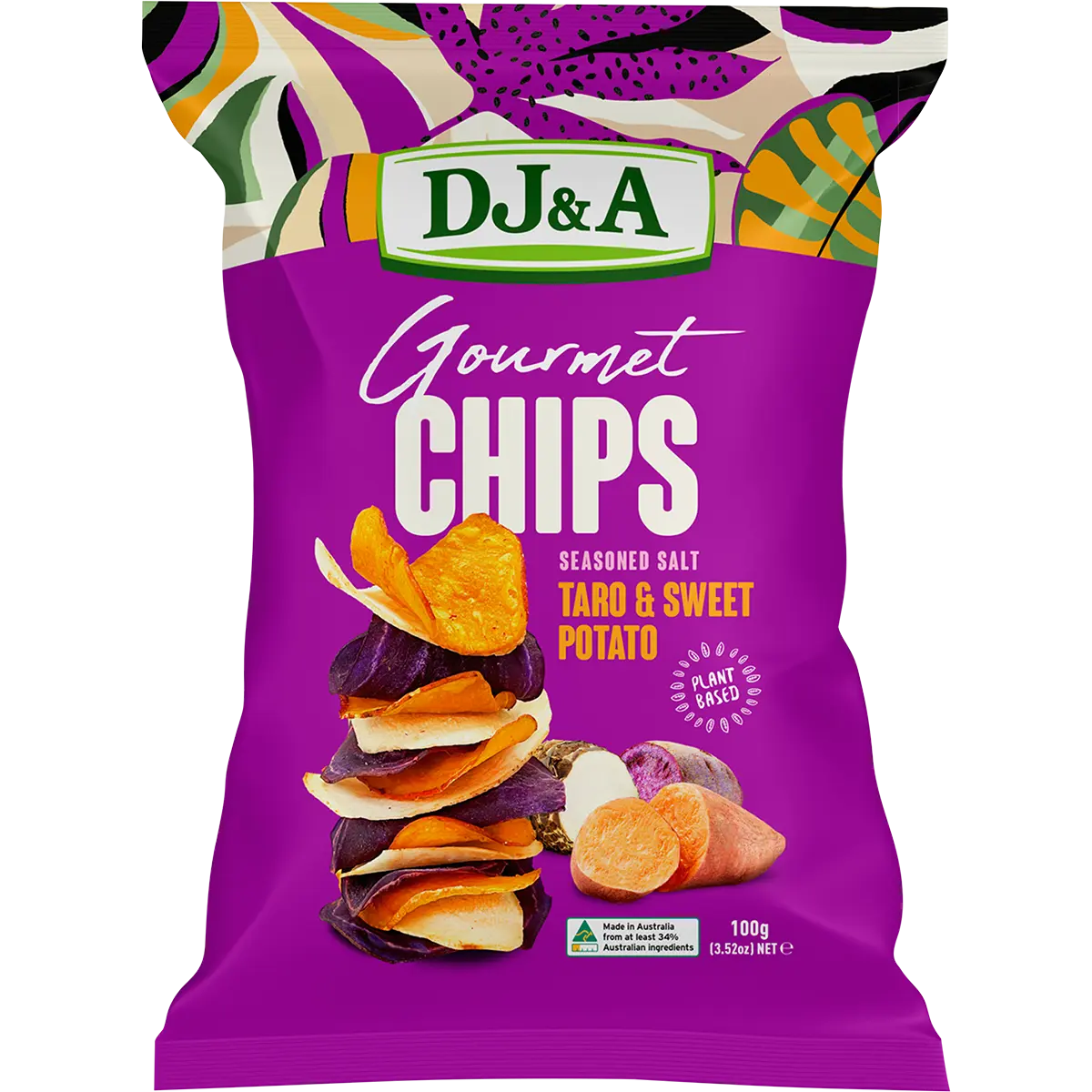 DJ&A Gourmet Chips Taro & Sweet Potato Seasoned Salt 5x100g lifestyle image