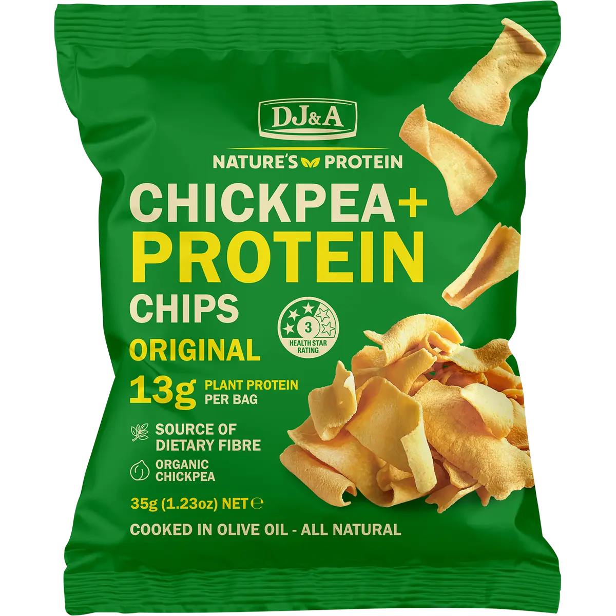 DJ&A Chickpea + Protein Chips Original 9x35g lifestyle image