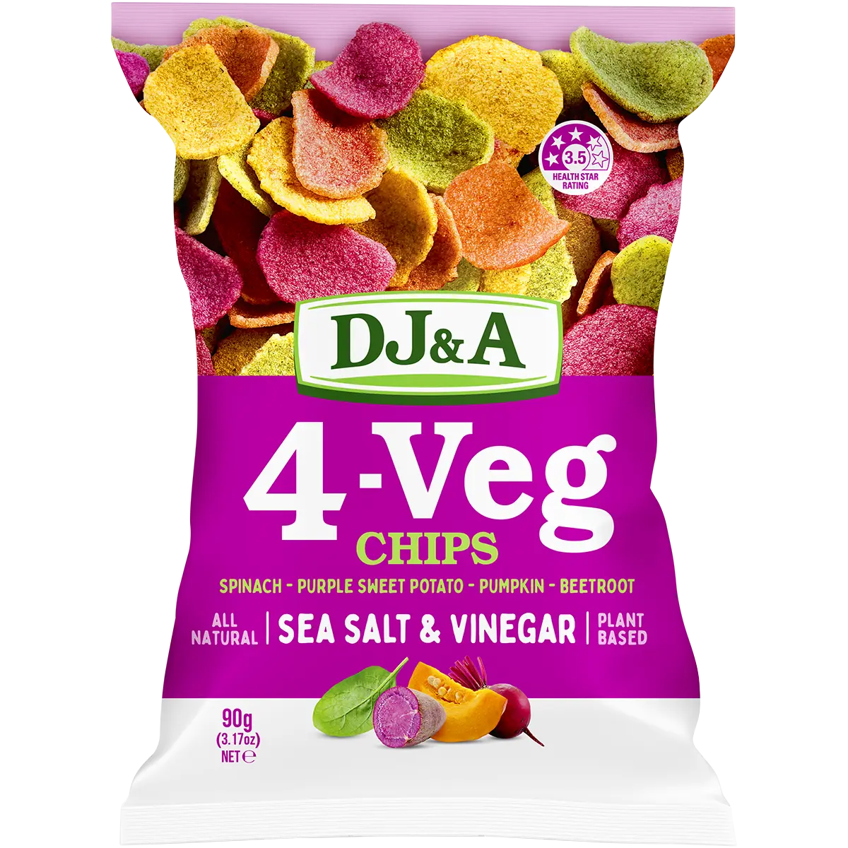 DJ&A 4-VEG Chips Salt & Vinegar 5x90g lifestyle image