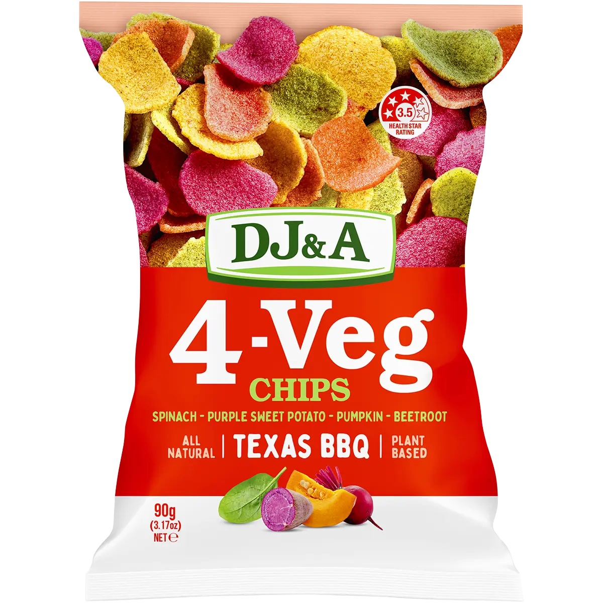 DJ&A 4-VEG Chips Texas BBQ 5x90g lifestyle image
