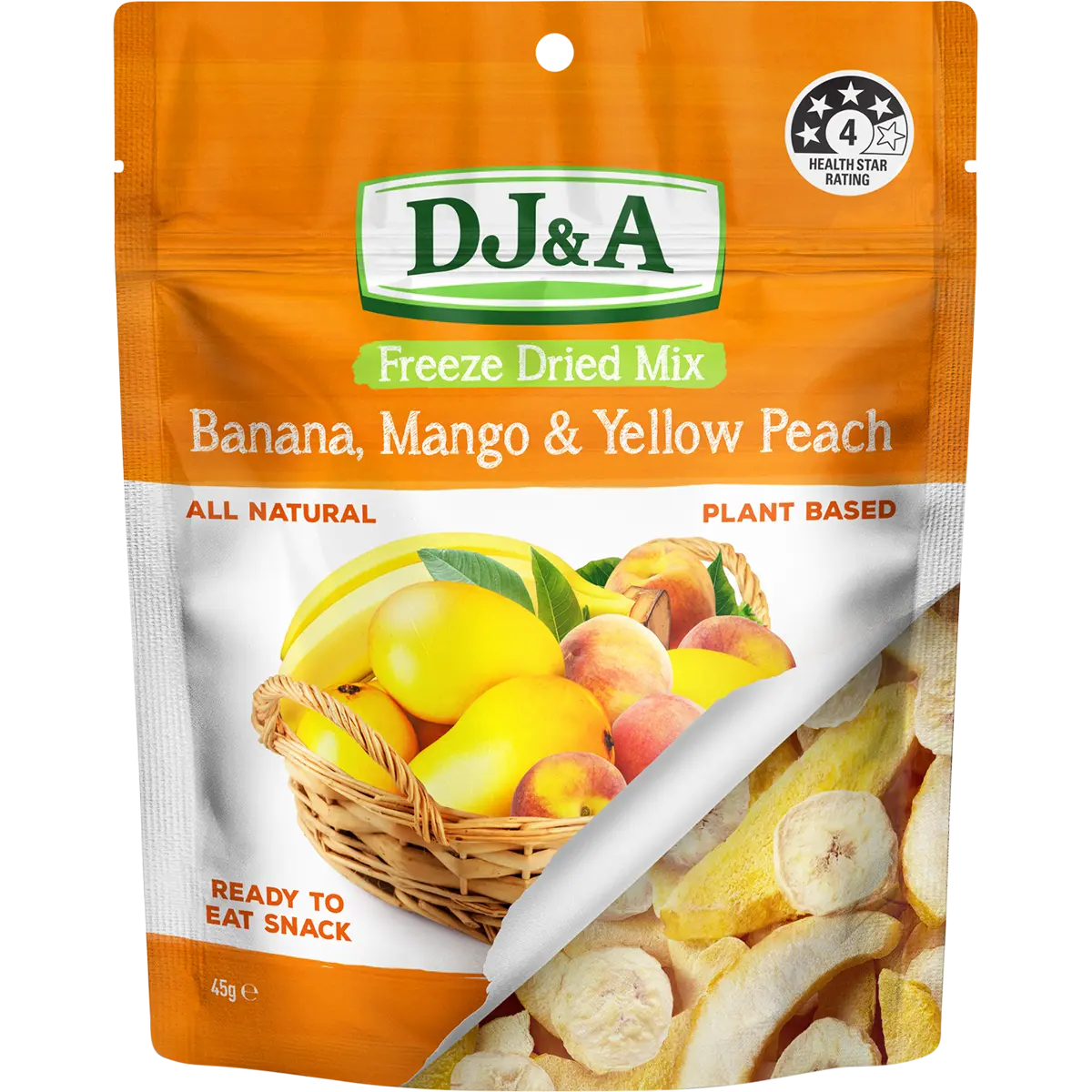 DJ&A Freeze Dried Banana, Mango & Yellow Peach 10x45g lifestyle image