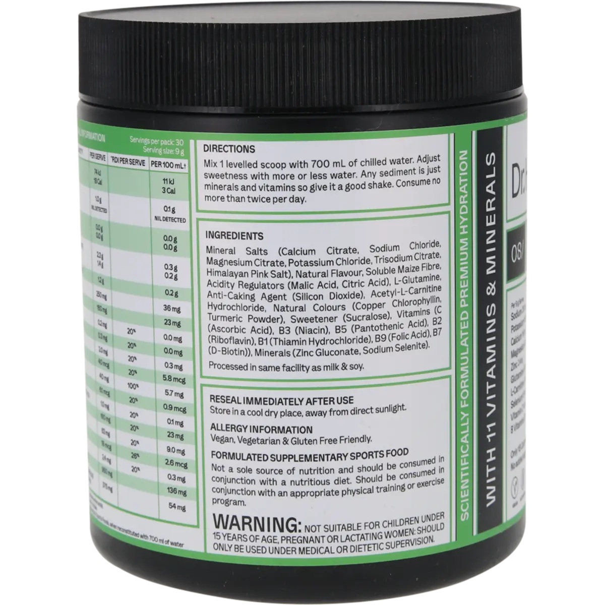 Dr. Hydrate All-In-One Hydration Drink Hasta Cert Green Apple 270g — side pack image (UHP)