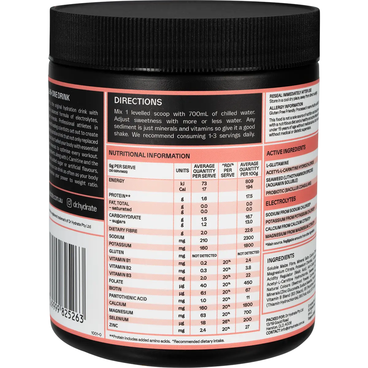 Dr. Hydrate All-In-One Hydration Drink Hasta Cert Watermelon 270g — side pack image (UHP)